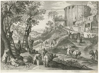 September en oktober. De twaalf maanden in zes Italiaanse landschappen (series title) door Egidius  Sadeler (II)