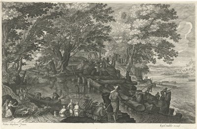 Watermolen op een eiland door Egidius  Sadeler (II)