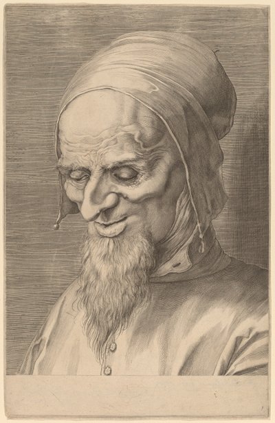 Hoofd van een Apostel met Baard en Muts door Aegidius Sadeler II