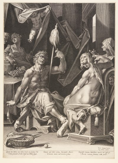 Hercules en Omphale door Aegidius Sadeler II