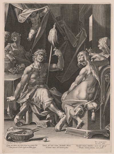 Hercules en Omphale door Aegidius Sadeler II