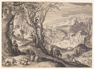 November/December, van De Twaalf Maanden door Aegidius Sadeler II