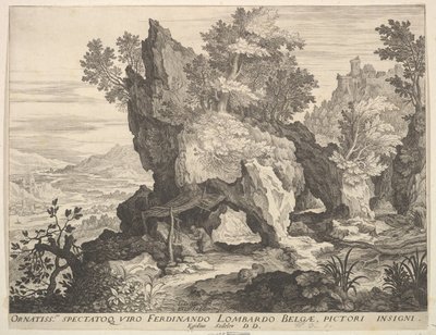 Rotsachtig landschap met St. Hiëronymus door Aegidius Sadeler II