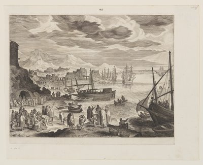 Kust met vissers en visverkopers door Aegidius Sadeler II