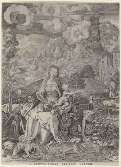 Maagd en kind in een landschap door Aegidius Sadeler II after Albrecht Dürer