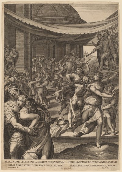 De Verkrachting van de Sabijnse Vrouwen door Aegidius Sadeler II after Denys Calvaert