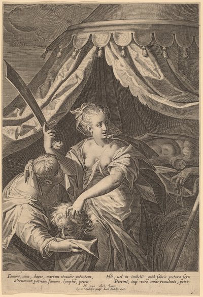 Judith met het hoofd van Holofernes door Aegidius Sadeler II, after Hans von Aachen