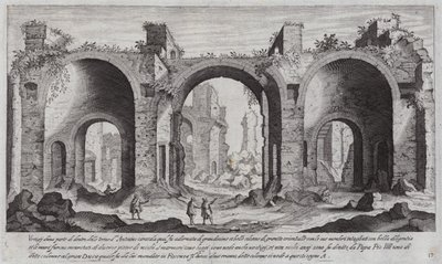 Thermen van Caracalla, Rome (gravure) door Aegidius Sadeler or Saedeler