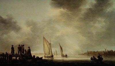 Een rivierlandschap door Aelbert Cuyp