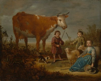 Kinderen en een koe door Aelbert Cuyp