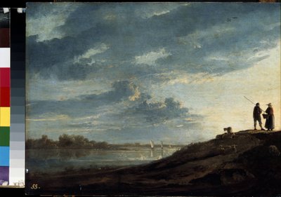 Zonsondergang over een rivier door Aelbert Cuyp