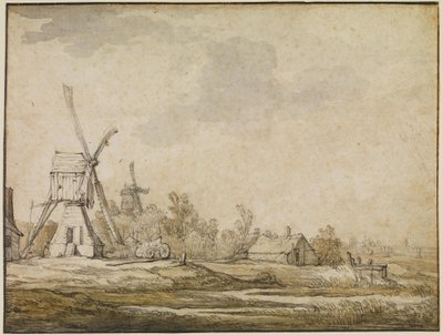 Een landschap met molens door Aelbert Cuyp