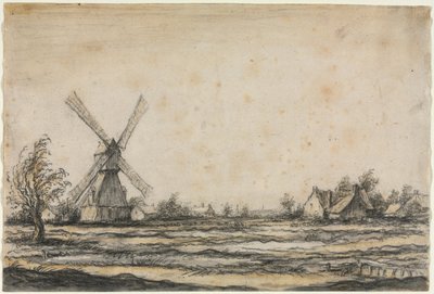 Landschap met een Windmolen bij een Boerderij door Aelbert Cuyp