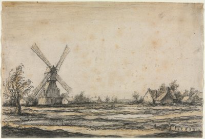 Landschap met een windmolen bij een boerderij, 1642-1644 door Aelbert Cuyp