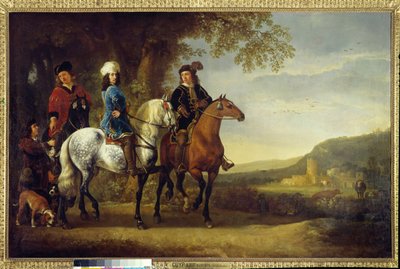 Landschap met drie ruiters door Aelbert Cuyp