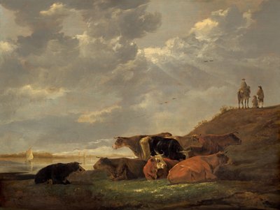 Rivierlandschap met koeien, 1645-1650 door Aelbert Cuyp