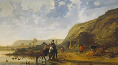 Rivierlandschap met ruiters, 1655 door Aelbert Cuyp