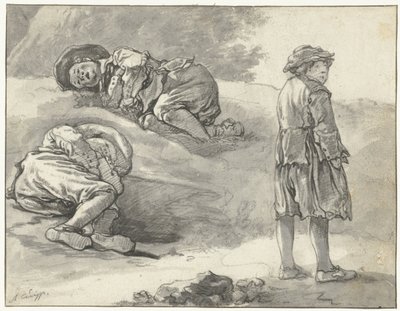 Drie studies van een kleine herder door Aelbert Cuyp