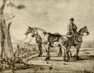 Drie paarden door Aelbert Cuyp