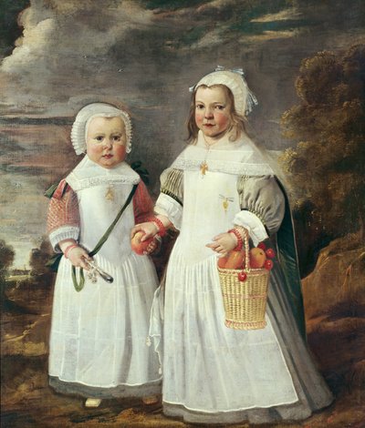Twee jonge meisjes in een landschap door Aelbert Cuyp