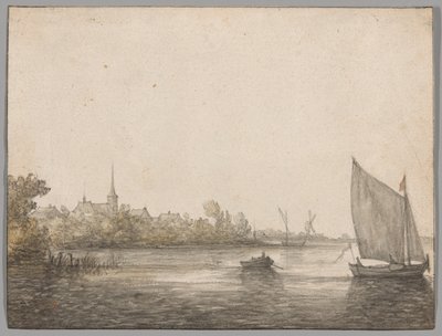 Uitzicht op IJsselmonde Gezien over de Nieuwe Maas door Aelbert Cuyp