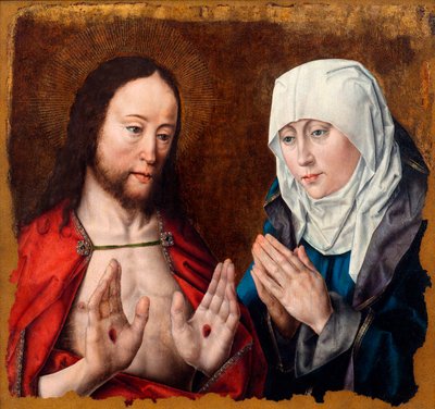 Christus Toont Zijn Moeder de Spijkerwonden in Zijn Handen, ca. 1490 door Aelbrecht Bouts