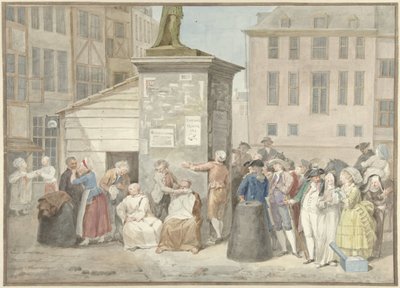 Plein met monniken en nonnen tijdens de revolutie in België, 20 oktober 1787 door Aert Schouman (signed by artist)
