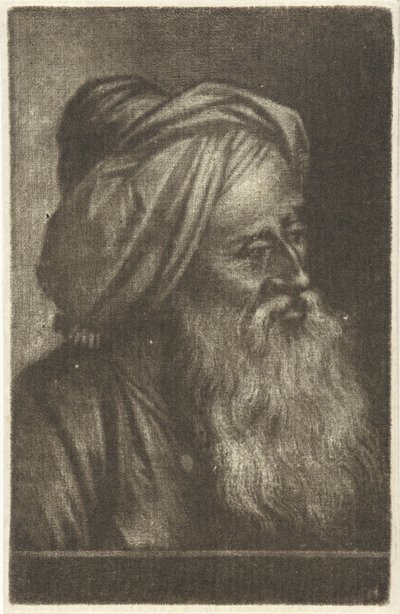 Buste van een man met tulband door Aert Schouman