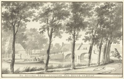 De Hoornbrug tussen Den Haag en Delft door Aert Schouman