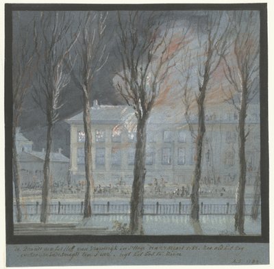 De brand in het huis van de Franse ambassadeur te Den Haag, 27 maart 1782 door Aert Schouman
