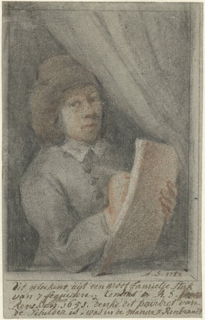 Detail (zelfportret van Constantijn Daniël à Renesse) door Aert Schouman