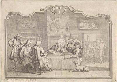 Gilde van Sint Lucas in Dordrecht, 1736 door Aert Schouman