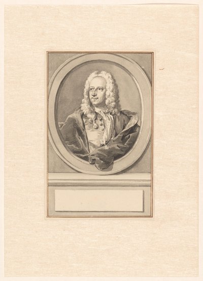 Portret van Abraham van Hoey, in ovaal, naar links door Aert Schouman