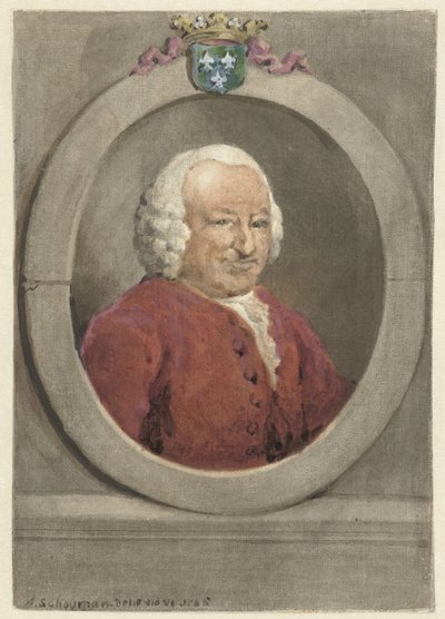 Portret van Johan Hudde Dedel, in ovaal, naar rechts door Aert Schouman