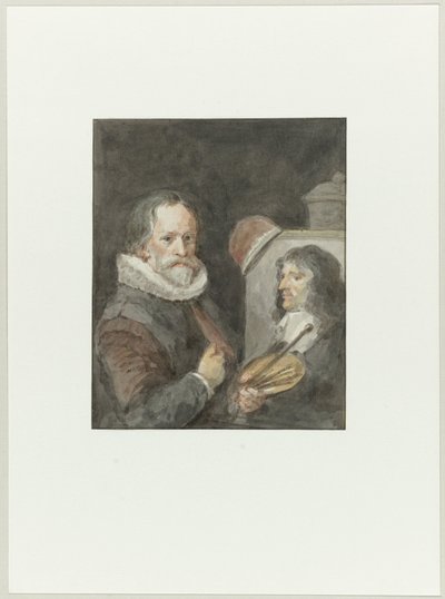 Portret van Michiel van Mierevelt, terwijl hij schildert door Aert Schouman