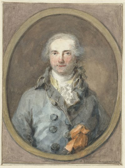 Portret van een heer in een ovaal kader door Aert Schouman