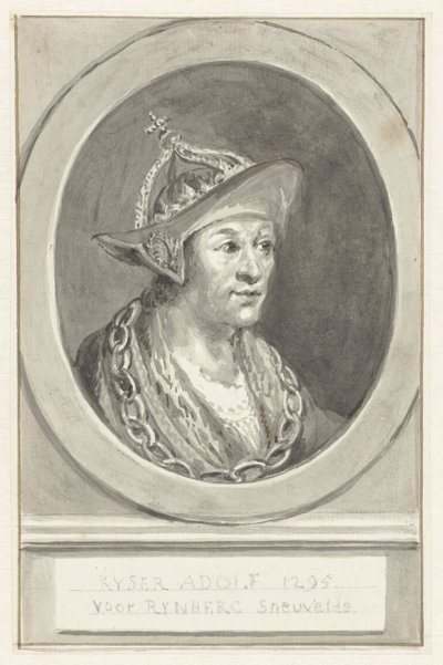 Portret van keizer Adolf VII van Nassau, in ovaal, naar rechts door Aert Schouman