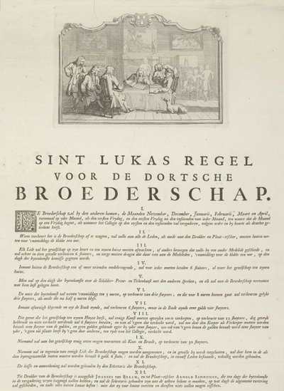Regels van het Sint-Lucasgilde in Dordrecht, 1736 door Aert Schouman