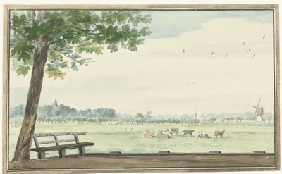 Het gehucht, De Lindt, in de Zwijndrechtse Waard bij Meerdervoort door Aert Schouman