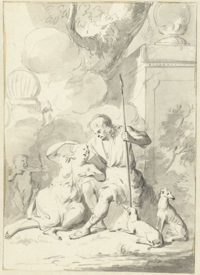 Venus en Adonis (?) door Aert Schouman