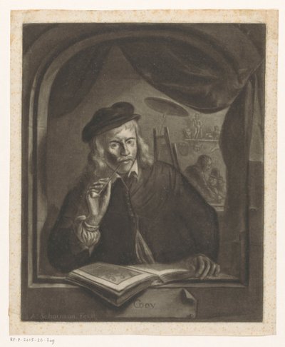 Zelfportret van Gerard Dou door Aert Schouman