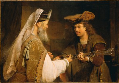 Ahimelech geeft het zwaard van Goliath aan David, c.1680 door Aernt de Gelder