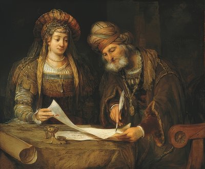 Esther en Mordechai door Aernt de Gelder