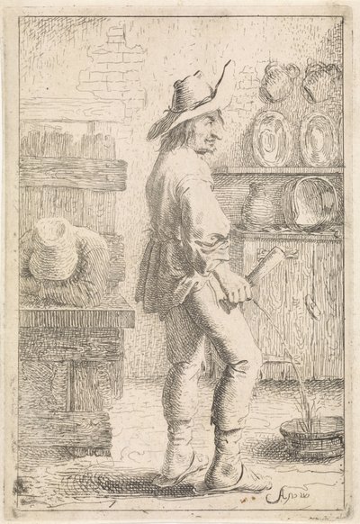 Een pissende man door Aert van Waes