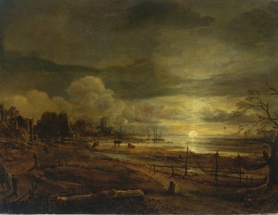 Kanaal bij Maanopkomst door Aert van der Neer