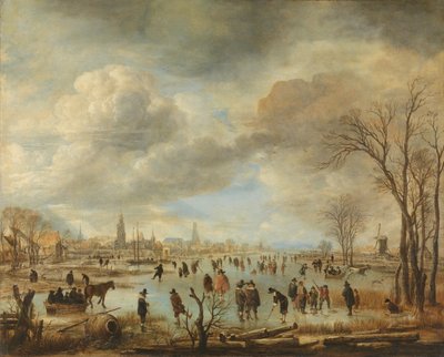 Rivierzicht in de winter, ca. 1655-60 door Aert van der Neer