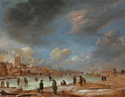 Rivierzicht in de winter, 1655-60 door Aert van der Neer