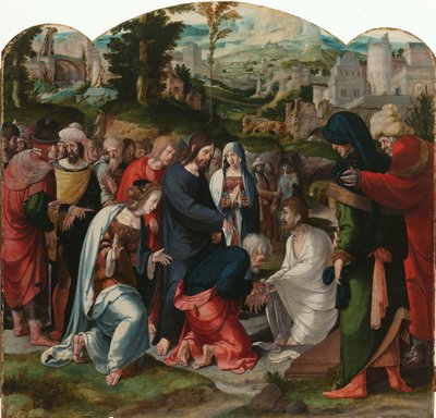 De Opwekking van Lazarus door Aertgen Claesz van Leyden (attributed to)
