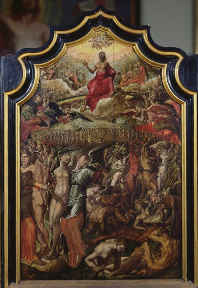 Het laatste oordeel, centraal paneel van een drieluik, 1555 door Aertgen Claesz van Leyden