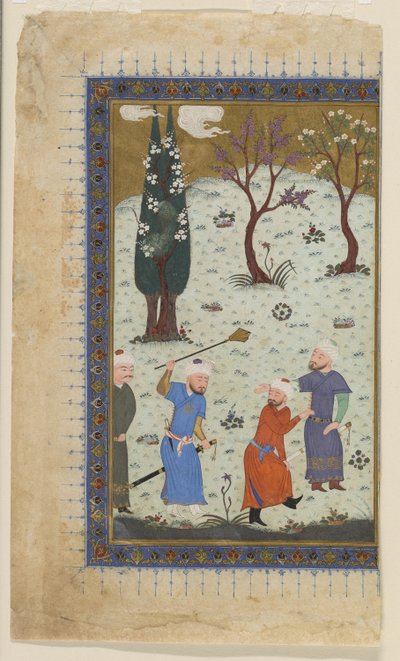 Een prins op de troon omringd door bedienden, 1425-30 door Afghan School